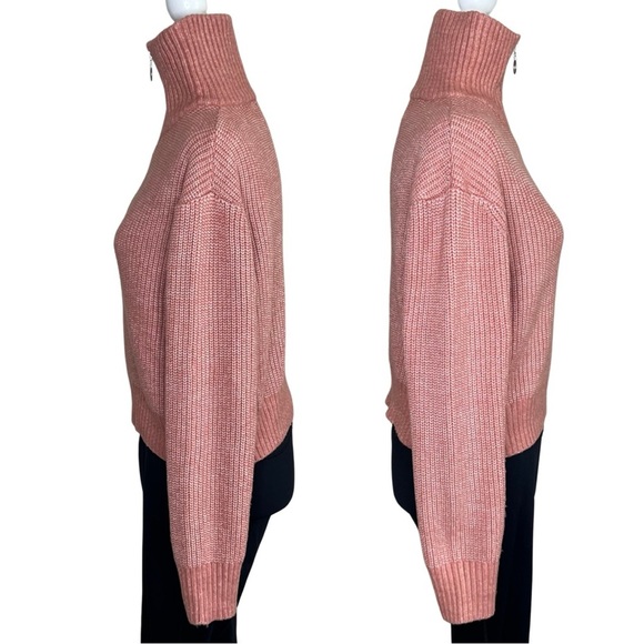 Jessica Simpson Sweater Half Zip Long Sleeve Mock Neck Coral Pink Medium M - Picture 5 of 13
